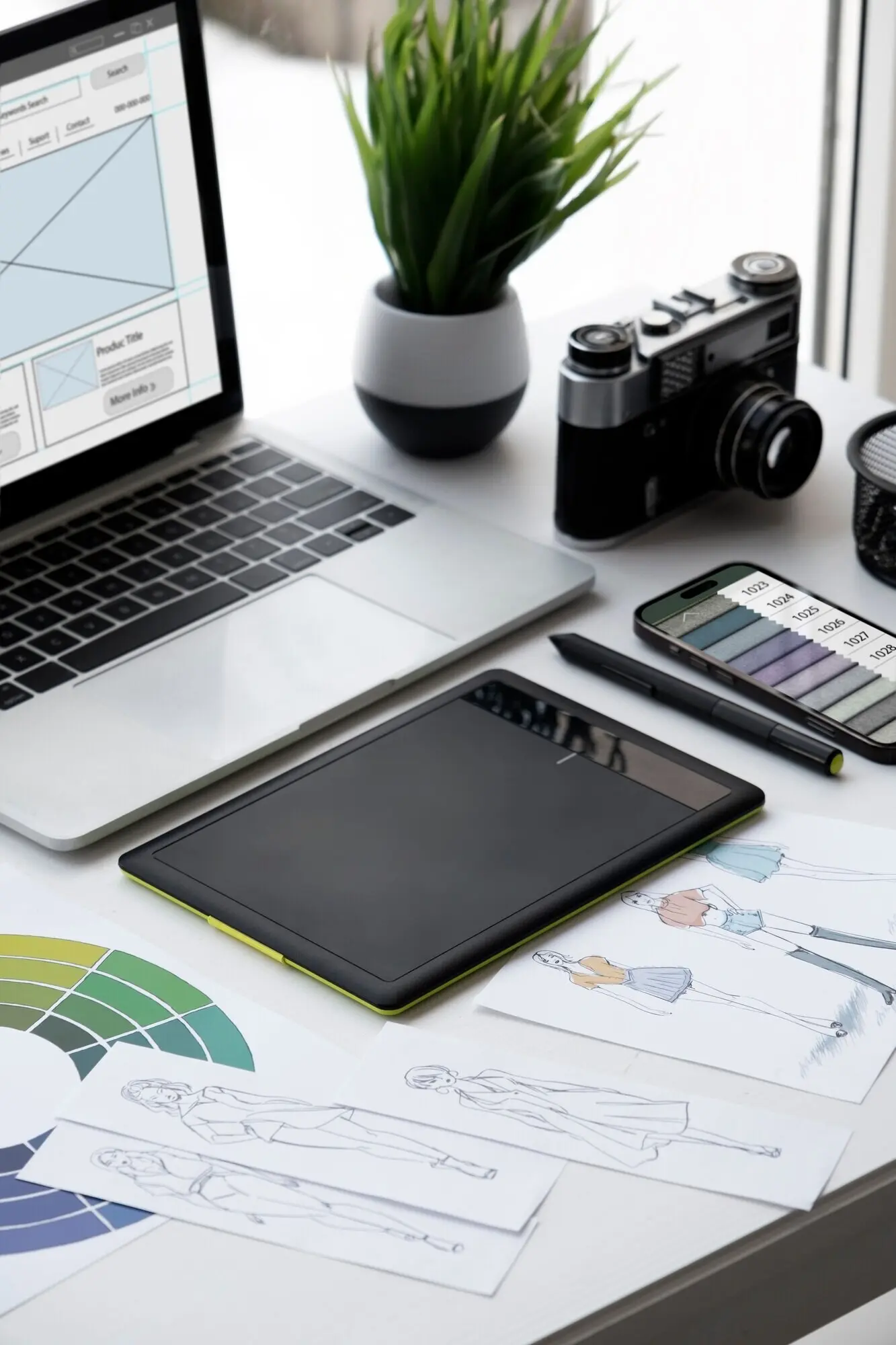 Naturaleza muerta de una oficina de diseño gráfico